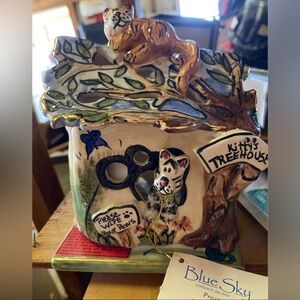 Kitty's Treehouse Ceramic Decorative Accent - Multicolor Tea Light Candle Holder